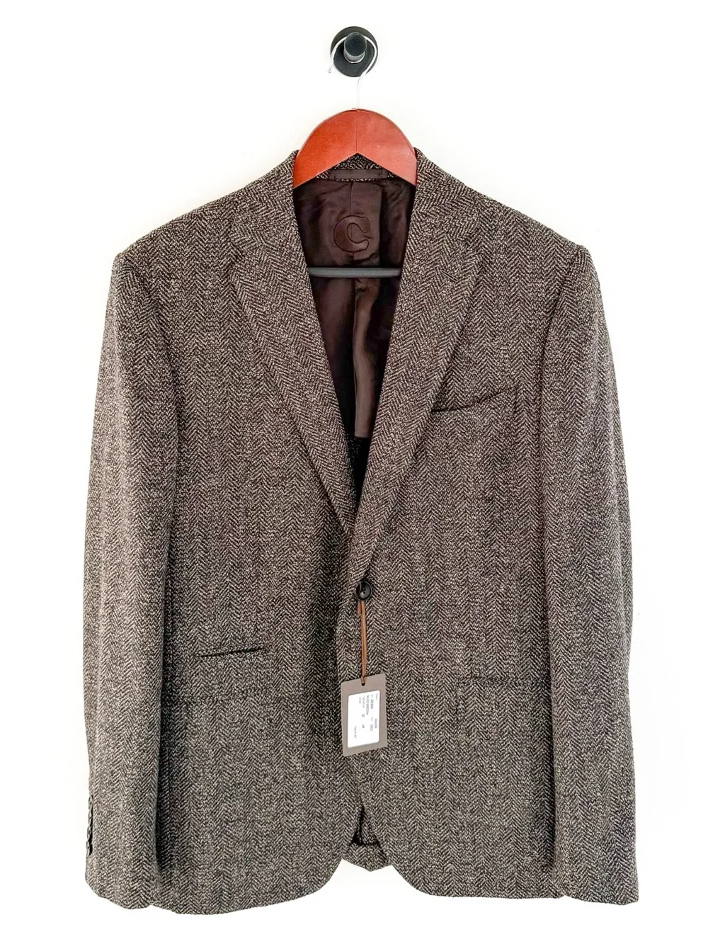 NWT NEW Caruso Tweed Brown Herringbone Wool Silk Blazer Classic Sport Coat 40R